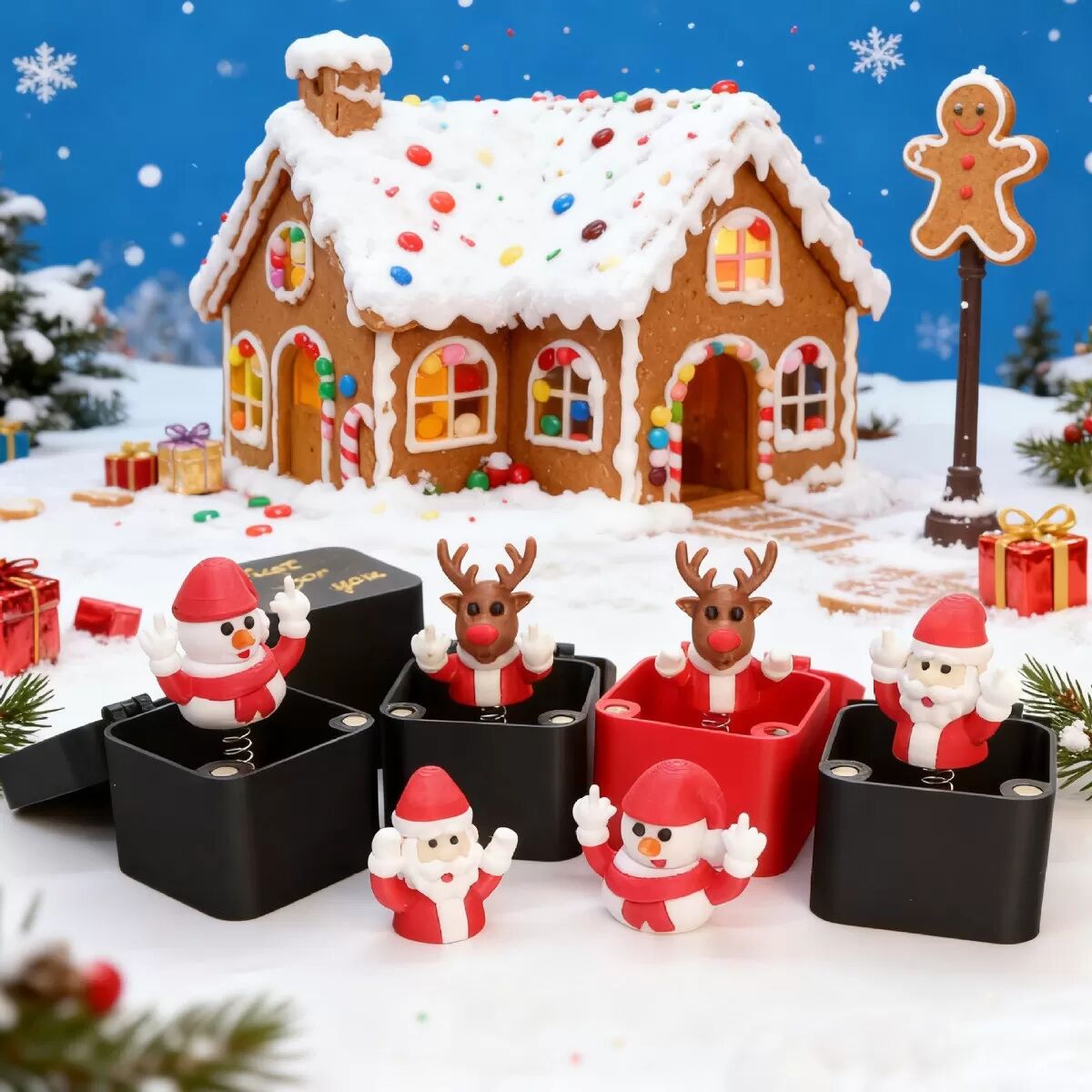 INF Winkender Weihnachtsmann Weihnachtsgeschenk - Überraschungs-Streichbox für Erwachsene