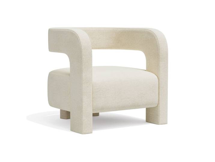 Fauteuil en velours chenillé crème