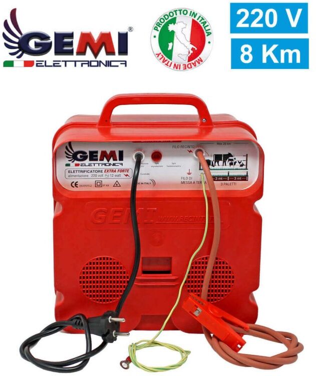Gemi Elettronica Electric Fence Energiser E/220 220v Extrastrong Up To 8 Km For Electric Fence / Electric Fencing For Horses Cattle Wild Boar Pigs Gemi