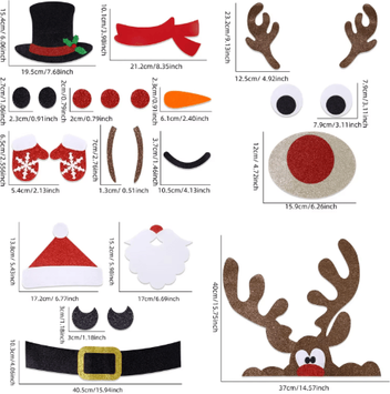 Inspire Picks Festive Christmas Window Stickers Felt Santa Snowman & Reindeer Door Decoration santa Claus