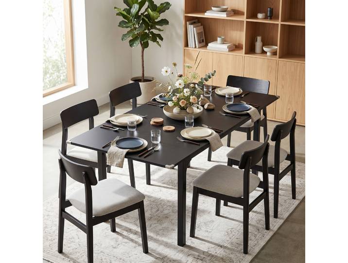 HOMCOM Table Pliante Extensible 4-6 Pers. Acier Noir