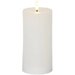 LED Kerze LINA Echtwachs realistische 3D Flamme Wachsspiegel H: 17,5cm weiß