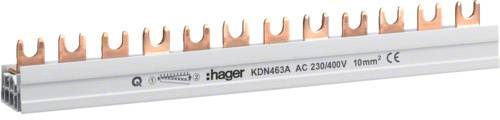 Hager KDN463A HAGER Phasenschiene 3P+N 10q 12mod Gabel KDN463A Phasenschiene 4polig 63 A 1 St.