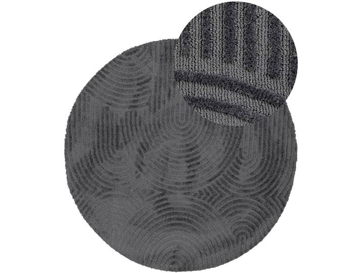 Teppich CARPETFINE Holly Zen 1 , grau, H:12mm Ø:120cm, Polyester, Teppiche, Teppich, Hoch-Tief-Effekt, geometrisch, Zeitloses Design, dekoratives Highlight