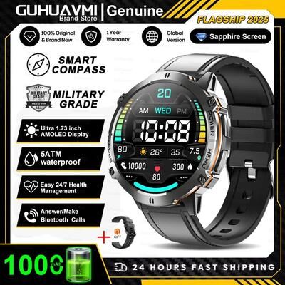 Uplift Treasures T Rex 3 Military Grade Smartwatch With AMOLED Display black Leather