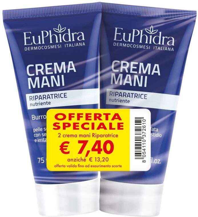 EUPHIDRA Crema Mani Riparatrice Riparatrice Nutriente 150 ML (2 X 75 ML)