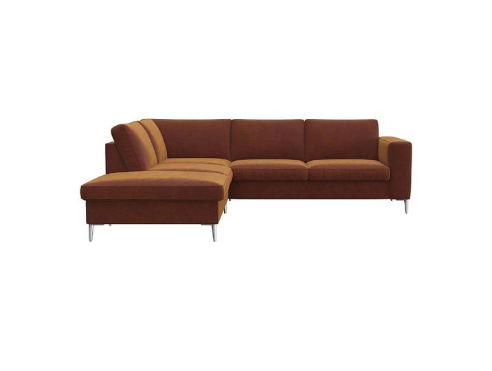Ecksofa, Polyester, Cognac 241×225 cm, Ottomane Links, Klassisch/Skandinavisch, FLEXLUX