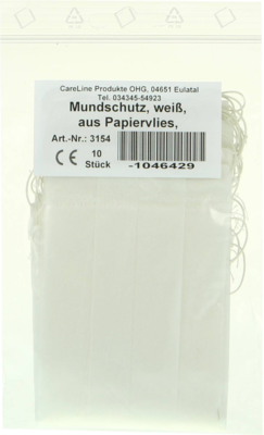 Careliv Produkte OHG MUNDSCHUTZ PAPIERVLIES m.Gummiband weiß 10 St 01046429