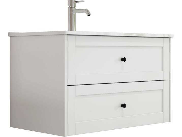 Waschtisch WELLTIME, weiss (weiß, schwarz), B:79cm H:48cm T:45cm, MDF, Waschtische, Waschtisch, Badmöbel inkl. Keramikwaschbecken, in verschiedenen Breiten erhältlich