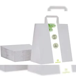 DeinPack Umweltschonende Papier Tragetaschen klein 25 x weiße Papiertragetasche 32 x 22 x 25 cm