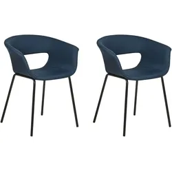 ESSZIMMERSTUHL 2er-Set Stoff dunkelblau/schwarz Elma