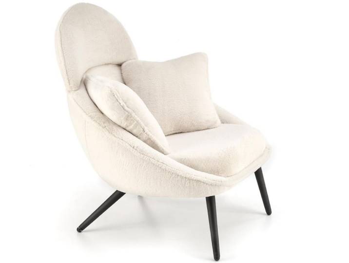 Fauteuil lounge design en tissu de polyester beige avec pieds en acier