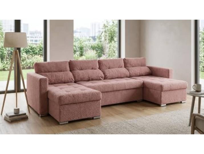Family Meble Varius Big Wohnlandschaft mit Schlaffunktion – Rosa – 46