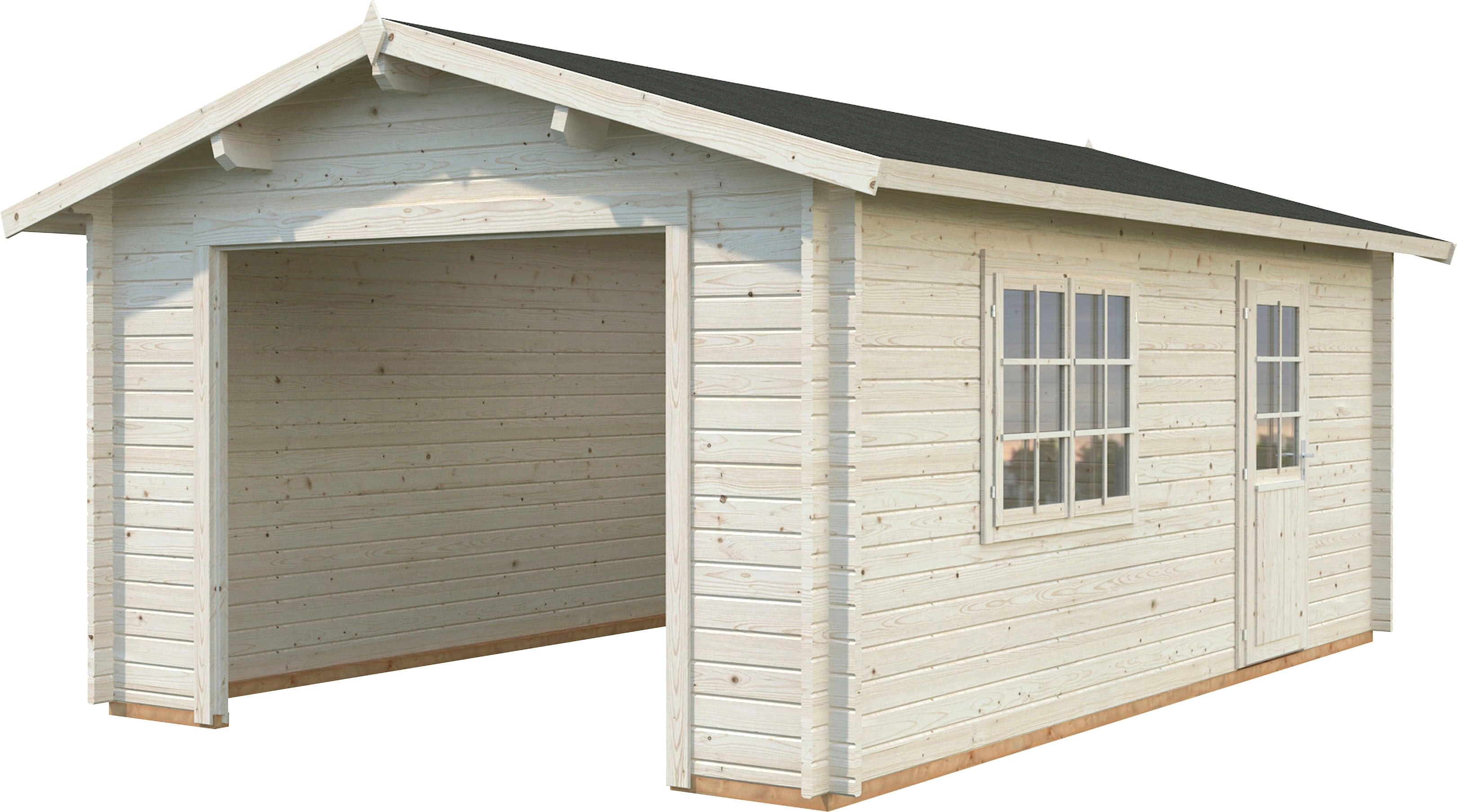 Garage PALMAKO "Irene/Roger", beige (naturbelassen), Massivholz, Garagen, BxTxH: 426x598x276 cm, ohne Tor, naturbelassen