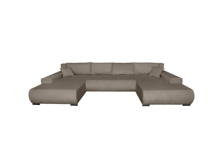Carryhome Wohnlandschaft, Taupe, Metall, U-Form, 351x191 cm, Liegefunktion, Schlafen auf Sitzhöhe, Rücken echt, haustierfreundlicher Bezug, Wohnzimmer, Sofas & Couches, Wohnlandschaften, Wohnlandschaft U-Form