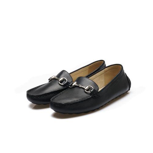 Horsebit Mokassins aus Leder für Damen, Damen, size: regular, Schwarz, Leder, by Lands' End