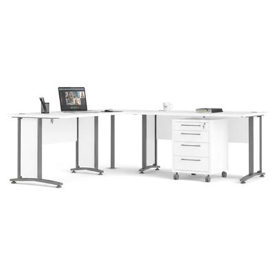 Dmora Megh - Schreibtisch, 230x200x75h cm Weiß, Eckdesign