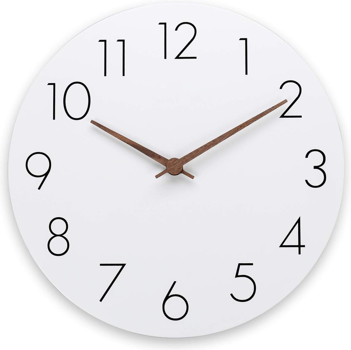 Plumeet Houten Wandklok - 30 cm - Wit - Modern Frameloos Design met Stil Quartz Uurwerk