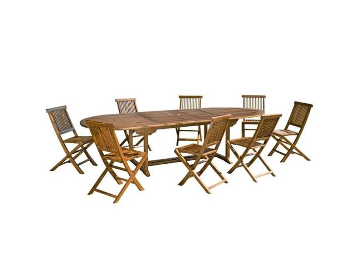 MACABANE MAEVA - Ensemble de jardin bois teck huilé table ovale + 8 chaises