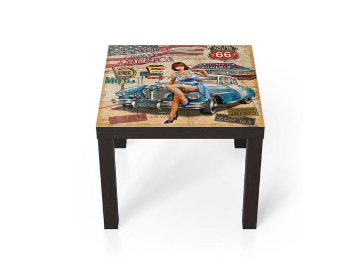 DEQORI Couchtisch 'Route 66-Plakat', Glas Beistelltisch Glastisch modern