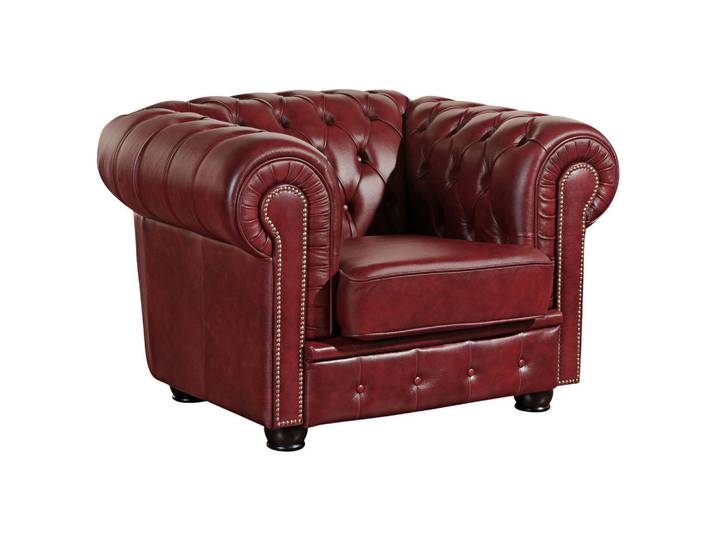 Max Winzer Chesterfield-Sessel, Rot, Holzwerkstoff, Echtleder, Rindleder, 110x74x98 cm, Goldenes M, Made in Europe, Wohnzimmer, Sessel, Chesterfield-Sessel