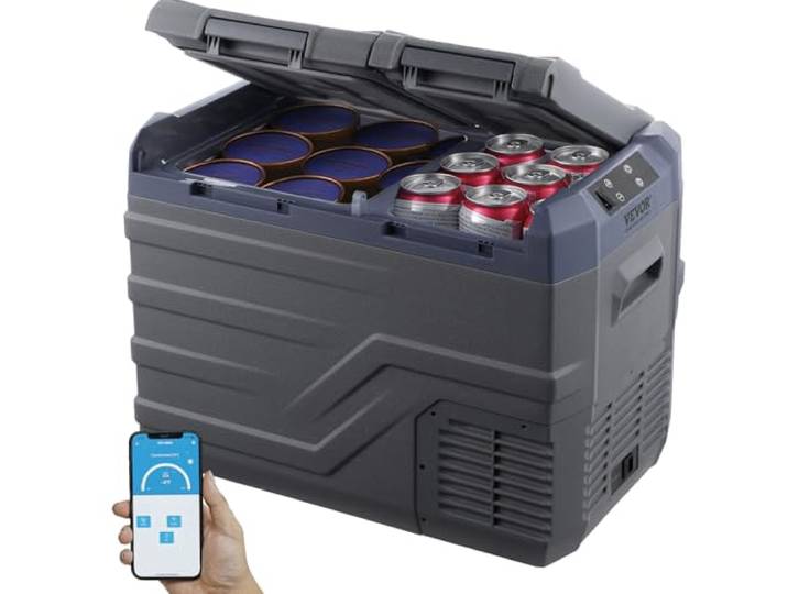 VEVOR Autokühlschrank, tragbarer 32 L Gefrierschrank mit zwei Zonen, Kühlbox Autokühlschrank, einstellbarer Bereich von -20~20 ℃, 12/24 V DC / 100-240 V AC-Kompressorkühler für Outdoor, Camping