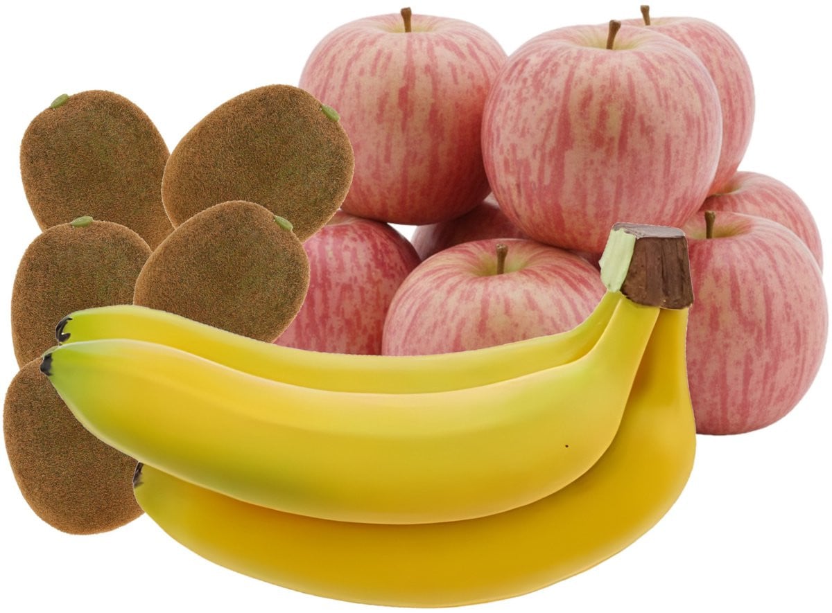 Bellatio Design Kunstfruit Decoratieset met Bananen, Appels en Kiwi's