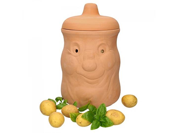 MamboCat Aardappelpot van terracotta, voor het bewaren van 1500 g aardappelen, grappige bewaarpot met deksel, voor het bewaren van aardappelen in de keuken