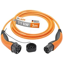 Lapp Mobility, Elektroauto Ladekabel, Ladekabel Typ 2, bis zu 11 kW, 3 m, orange (Typ 2, 11 kW, 20 A, 3 m)