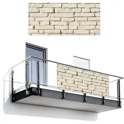 BALKON-SICHTSCHUTZ Ziegel - Wand - Licht - Weiß Witterungsbeständig 200x90 cm