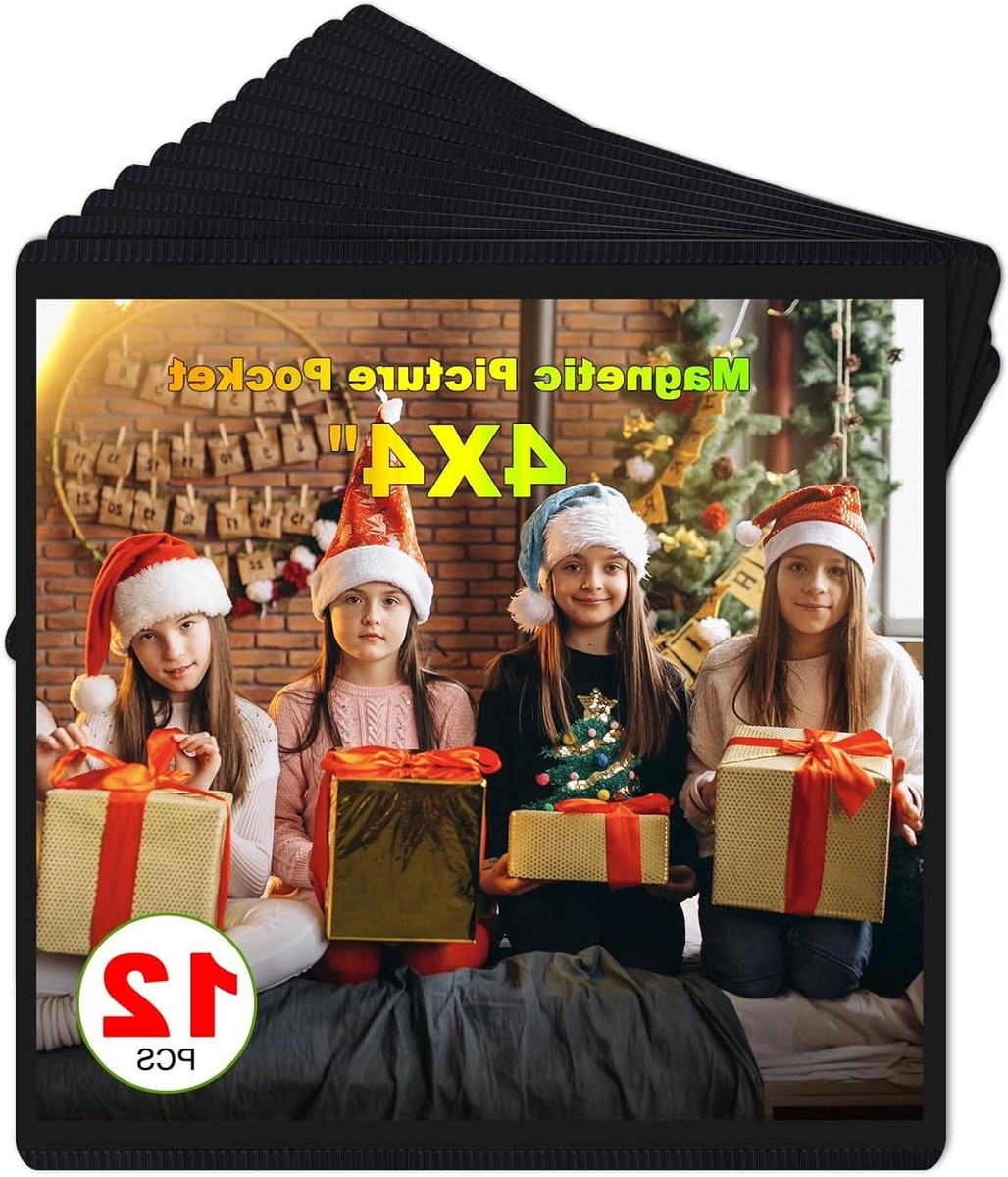 Magnetische Fotolijsten voor de Koelkast met Matte Film Cover, Zwart, 4x4 inch