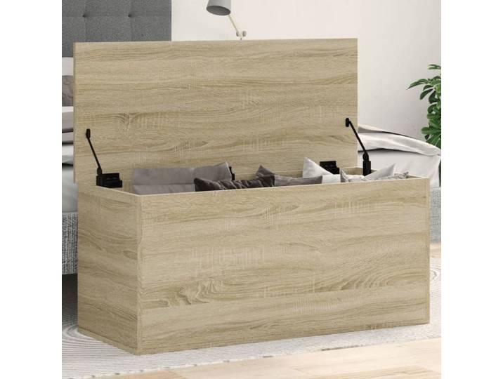 Boîte de rangement chêne sonoma 100x42x46 cm bois d'ingénierie boîte à couvertures coffre de rangement boîte de 840662