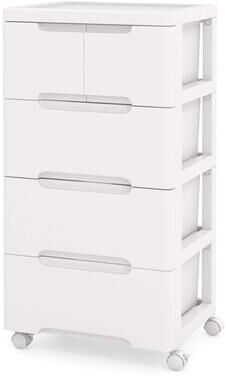 1/2 PCS 5-Drawer Plastic Storage Cart w/ 4 Universal Wheels Cabinet