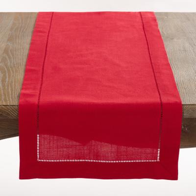 Saro Lifestyle Classic Hemstitch Table Runner - Textured Border Runner for Dining & Formal Entertaining