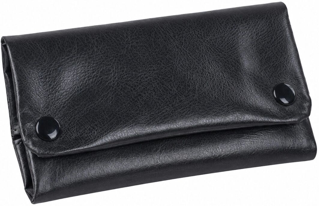 INF Vintage Tragbare Tabaktasche mit Papierhalter - Weiches PU-Leder Etui Schwarz