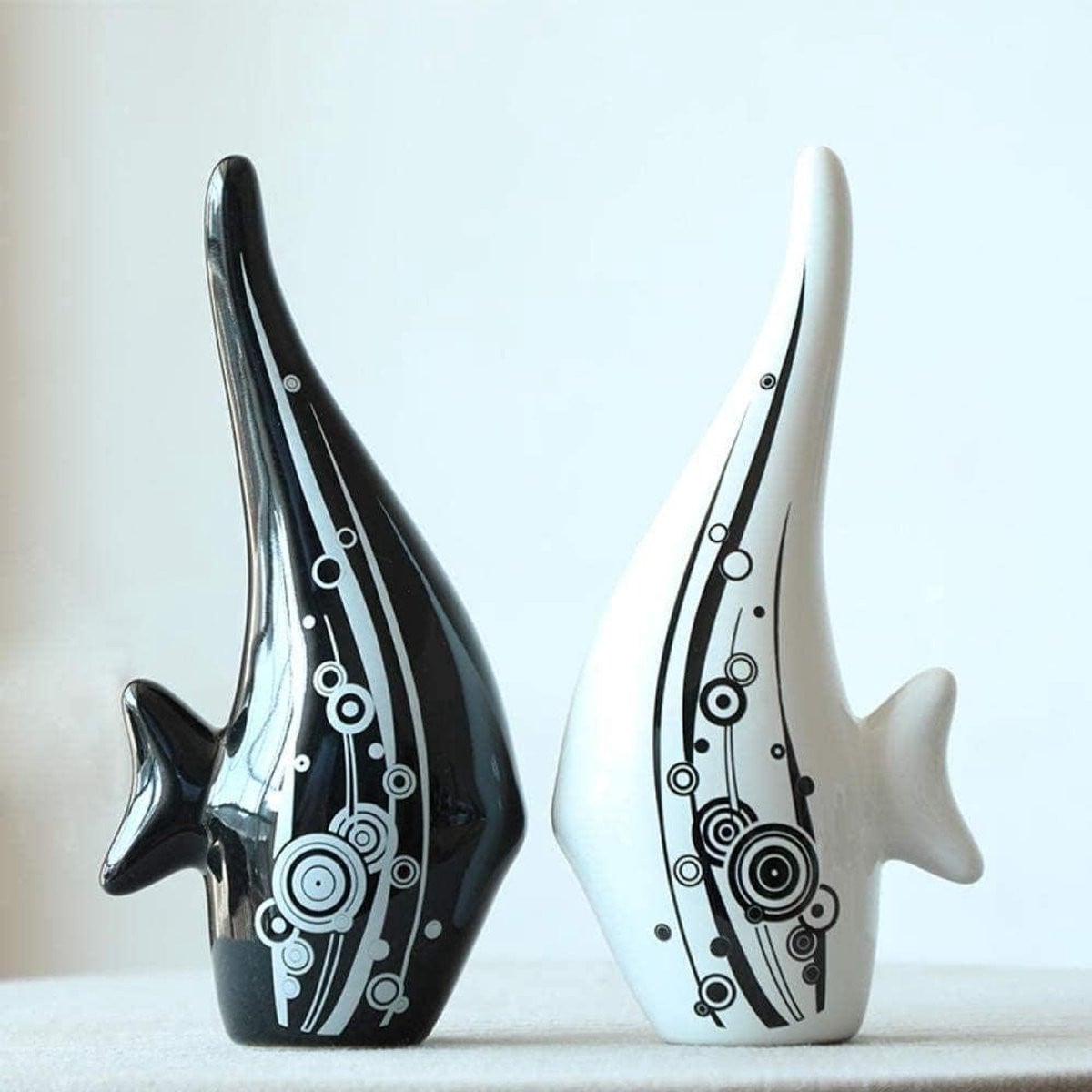 Kunst Sculptuur Vieren Vriendschap Woondecoratie Wit Zwart 28 x 13 cm