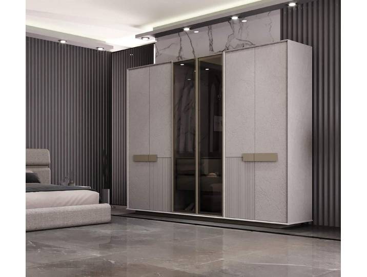JVmoebel Kleiderschrank Eleganter Schrank mit 6 Türen, 2 Glastüren und modernen Details