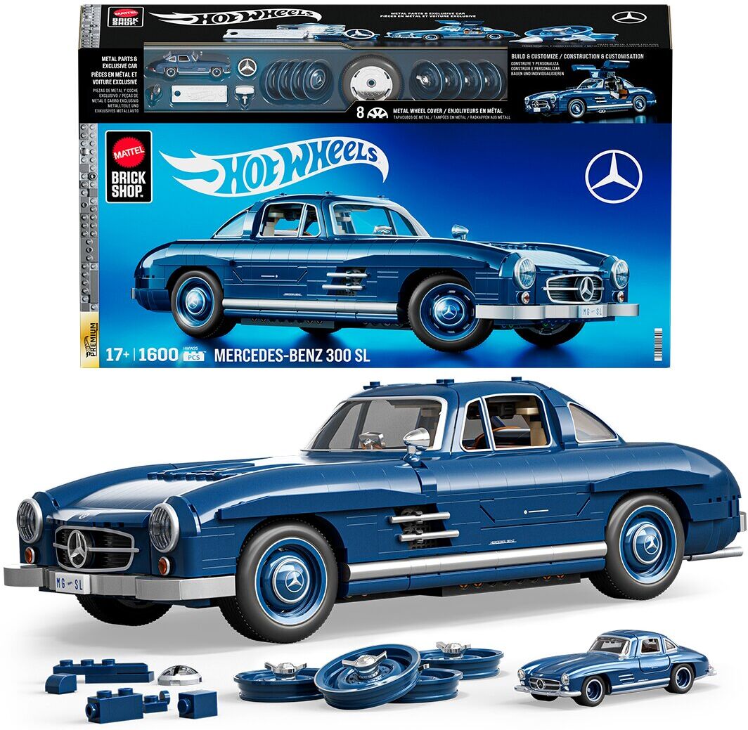 Mattel Coche de bloques de construcción Mercedes-Benz 300 SL Hot Wheels Mega.