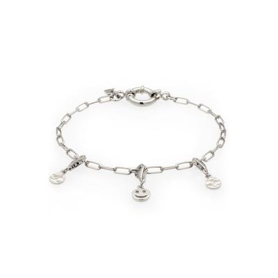 Armkette KUZZOI "Armband Smiling Face Charm Anhänger 925 Sterling Silber" Gr. 19, silber, Armbänder, Herren, 19, Silber 925 (Sterlingsilber), Armkette