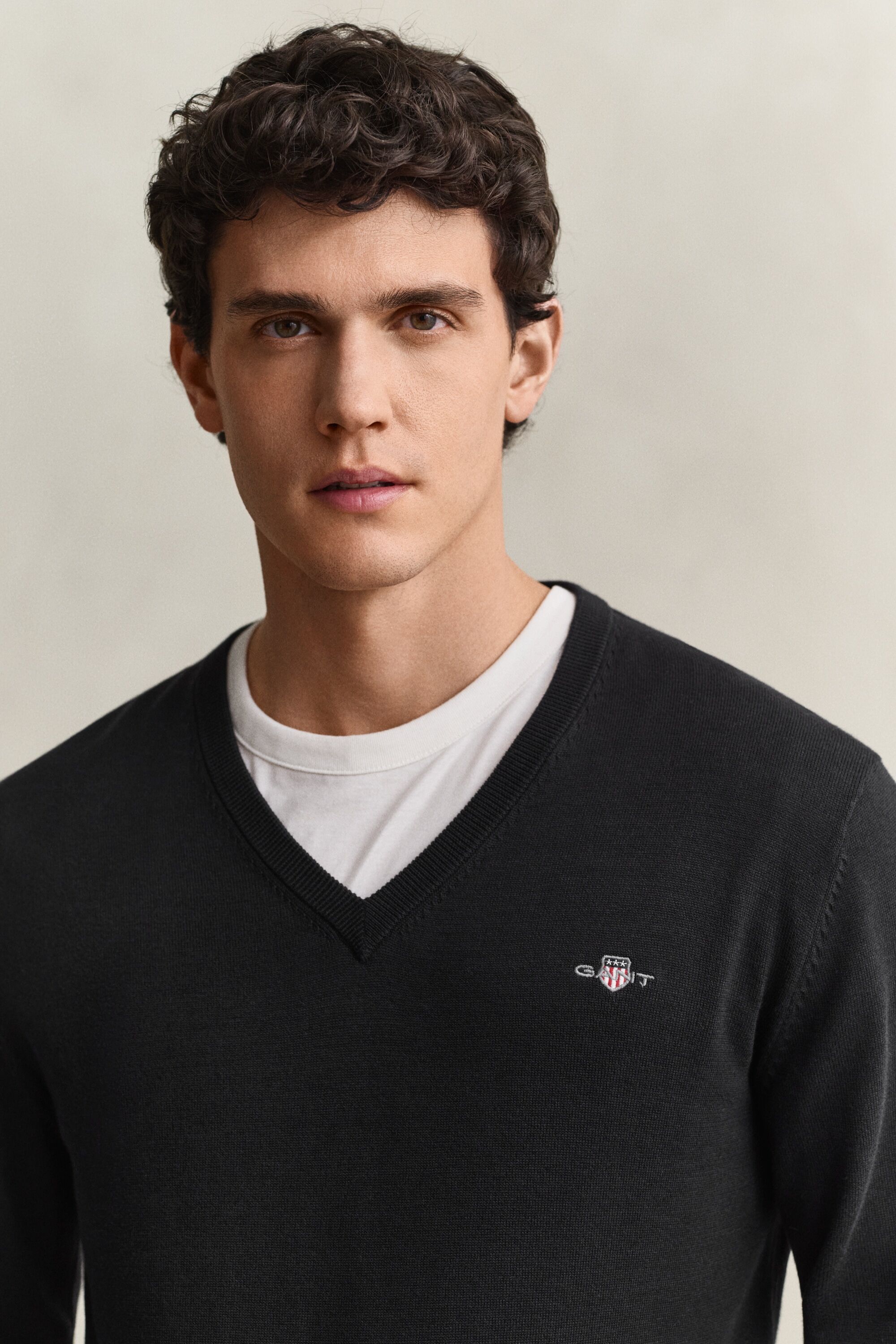 V-Ausschnitt-Pullover GANT "CLASSIC COTTON V-NECK", Herren, Gr. 4XL, schwarz, Strick, Obermaterial: 100% Baumwolle, unifarben, regular fit normal, V-Ausschnitt, eingesetzt angesetztes Bündchen, Pullover V-Ausschnitt-Pullover, Regular fit mit V-Ausschnitt 