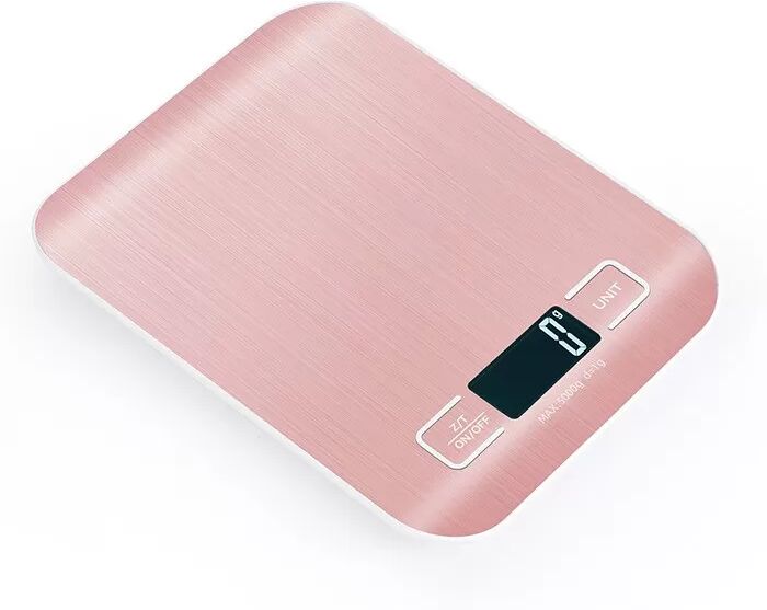 INF Wiederaufladbare digitale Küchenwaage mit Batterien – Roségold 10 kg/1 g