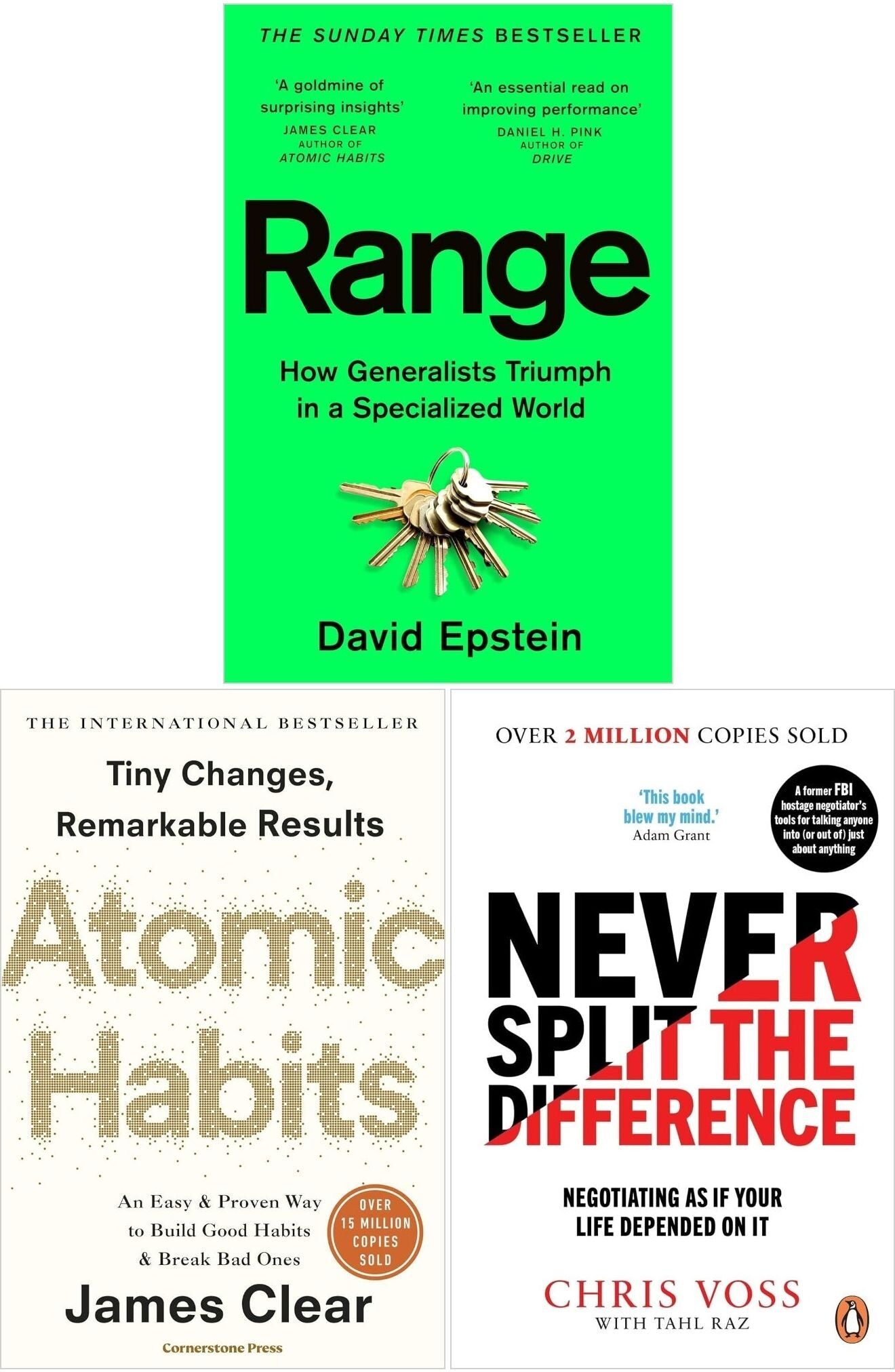 Penguin Range, Never Split the Difference and Atomic Habits 3 Books Set