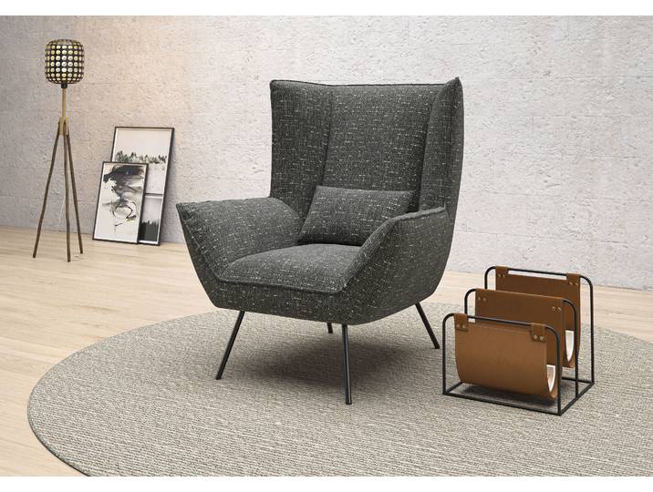 Sessel HOME AFFAIRE Kilrea Relaxsessel, Ohrensessel , blau (dunkelblau), B:90cm H:112cm T:94cm, 100% Polyester, Sessel, Sessel, Extra hohe Rückenlehne