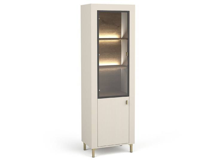 Compleo Vitrine Vitrinenschrank mit Glastüren, gerillte Front TRENDS