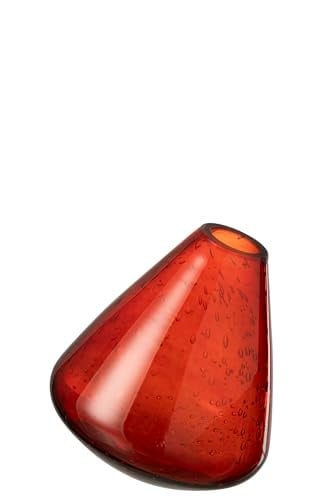 J-Line Topaz glazen vaas - Rood - Hoogte: 13,5 cm