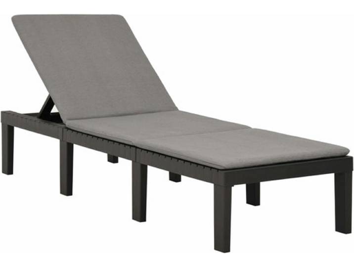 vidaXL - Ligbed - met - kussen - kunststof - antracietkleurig