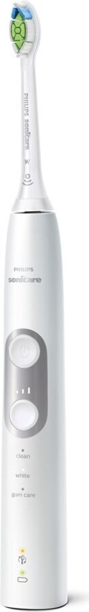 Philips Sonicare ProtectiveClean 6100 HX6877/34 Elektrische Schallzahnbürste, Erwachsener, Schallzahnbürste, Tägliche Pflege, Zahnfleischpflege, Whitening, 62000 Bewegungen pro Minute, Silber, Weiß, 2 min