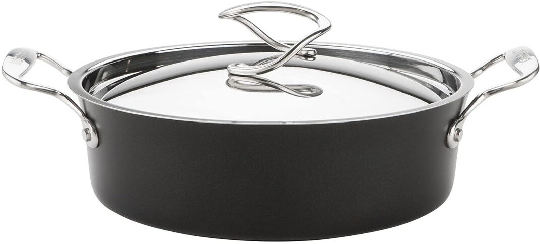 Meyer Circulon Style Hard Anodised Non Stick Sauteuse/ 24Cm/2.8L With Stainless Steel Lid Black 10.5cm H x 34.5cm W x 34.5cm D