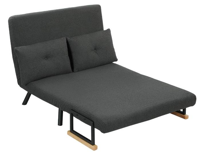 HOMCOM Schlafsofa, Zweisitzer mit Bettfunktion, Schlafcouch mit Fleece-Optik Grau