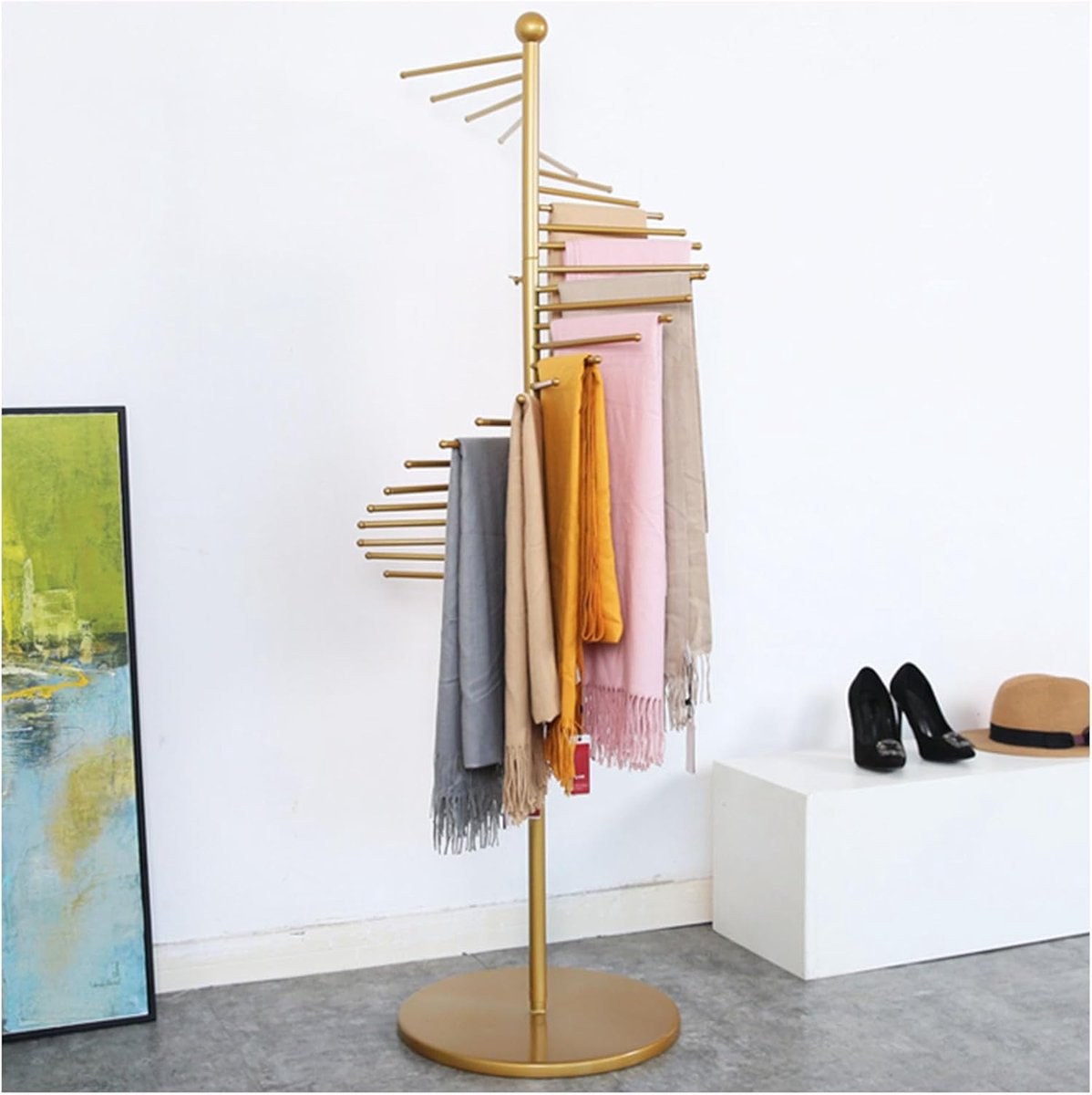 Gouden Sjaal Display Accessoirehouder Organizer met Spiraal Ontwerp, 42 x 150 cm